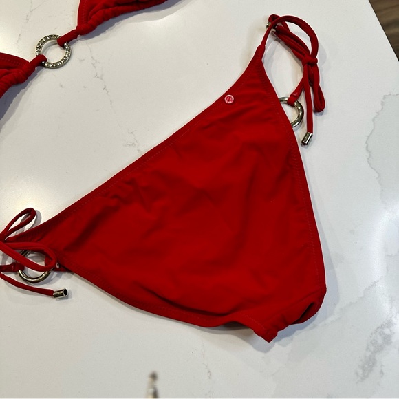Anthropologie Red Carter String Bikini with Goldtone + Rhinestone Embellishments - Picture 4 of 9